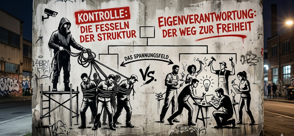 Streetart-Motiv Kontrolle vs. Eigenverantwortung